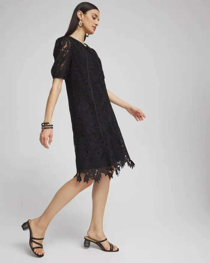 Chico039s Dresses Lace Leaf Dress Black 8211 Clothing