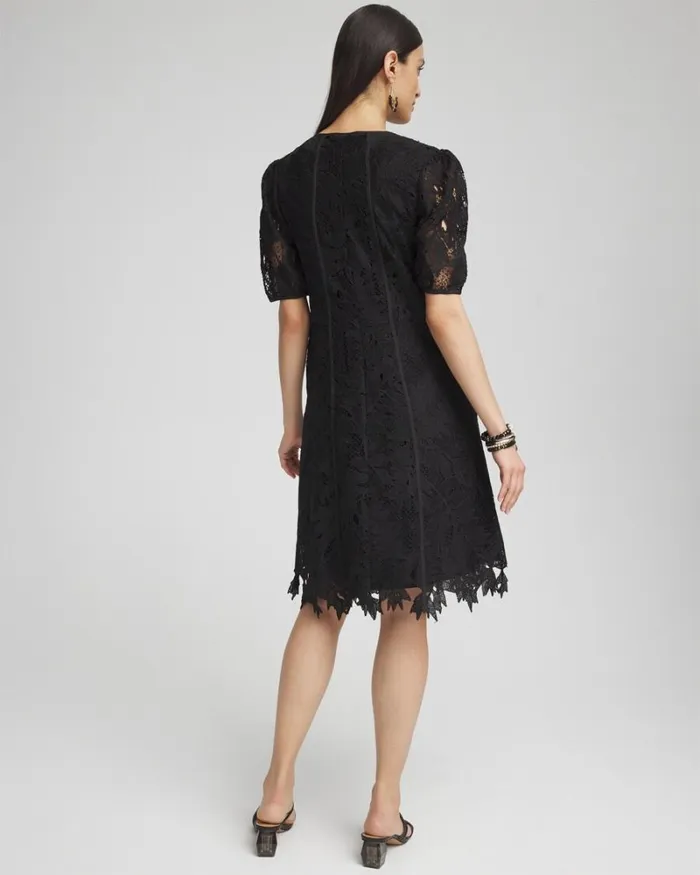 Chico039s Dresses Lace Leaf Dress Black 8211 Clothing