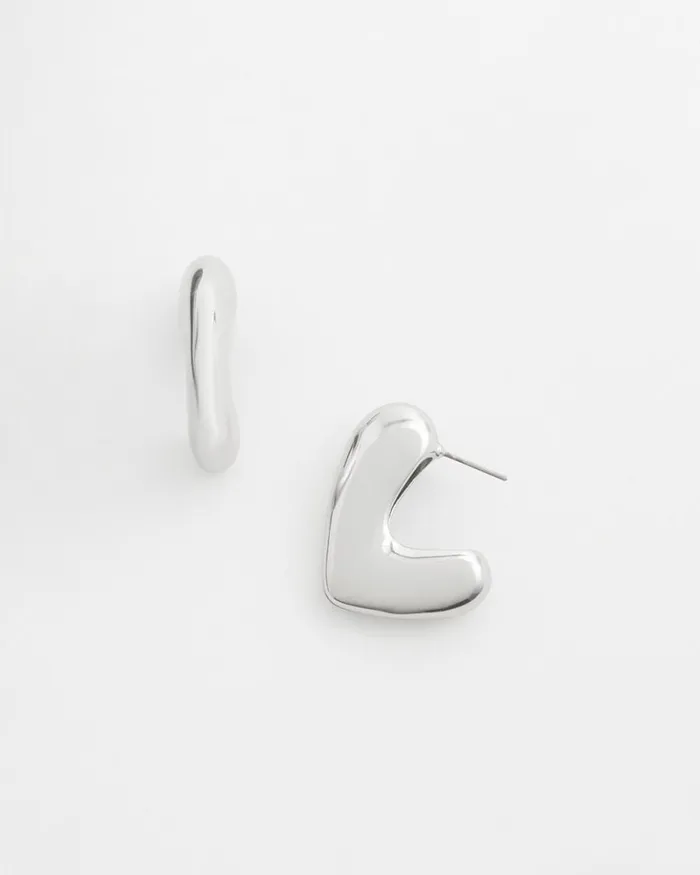 Chico039s Everyday Jewelry No Droop Silver Tone Mini Hoops Silver 8211 Shoes and Accessories