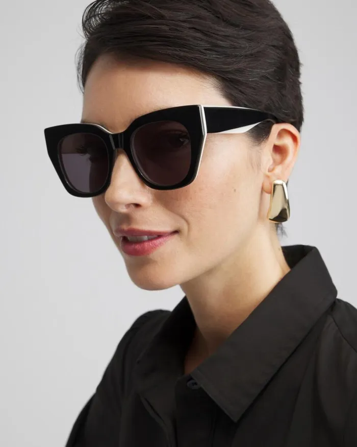 Chico039s Eyewear Black And White Cateye Sunglasses Blackwhite 8211 Shoes and Accessories Chico039s Eyewear Black And White Cateye Sunglasses Blackwhite 8211 Shoes and Accessories