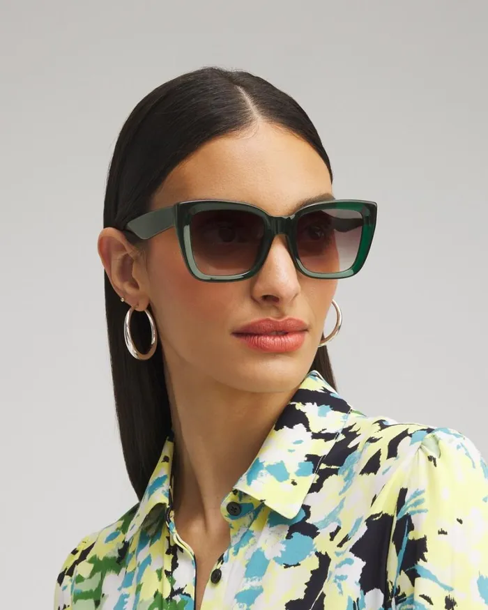 Chico039s Eyewear Green Square Sunglasses Green 8211 Shoes and Accessories