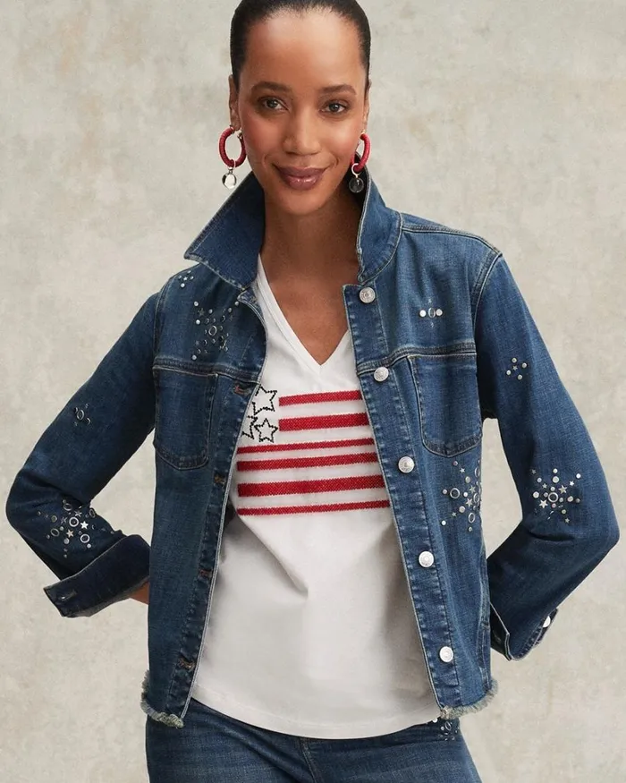 Chico039s Jackets and Coats Americana Fireworks Denim Jacket Katina Indigo 8211 Clothing Chico039s Jackets and Coats Americana Fireworks Denim Jacket Katina Indigo 8211 Clothing