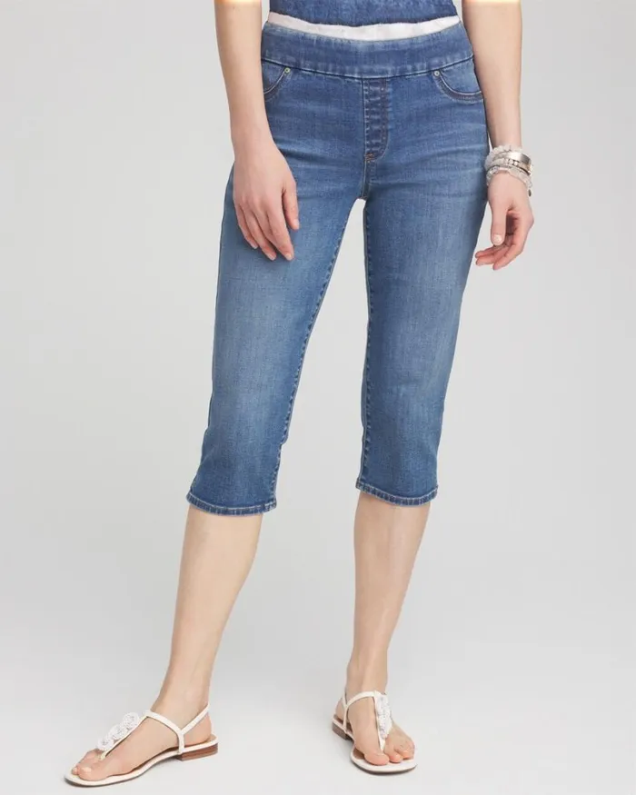 Chico039s Jeans and Denim 17034 Pull On Capris Naples Indigo 8211 Clothing