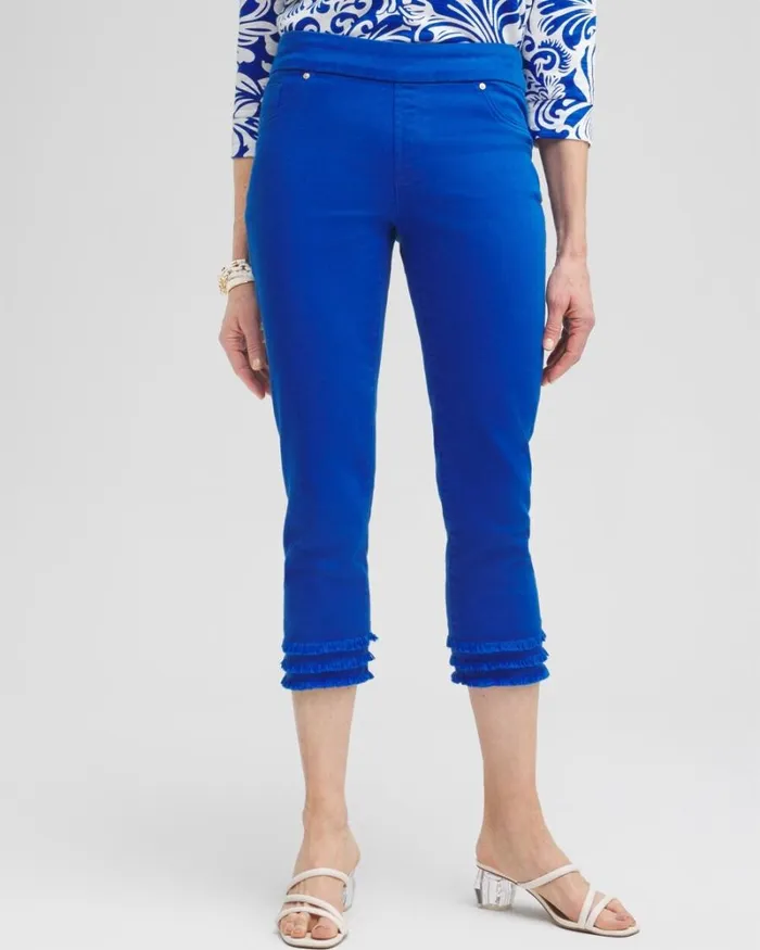 Chico039s Jeans and Denim 22034 Triple Fray Pullon Capris Intense Azure 8211 Clothing Chico039s Jeans and Denim 22034 Triple Fray Pullon Capris Intense Azure 8211 Clothing