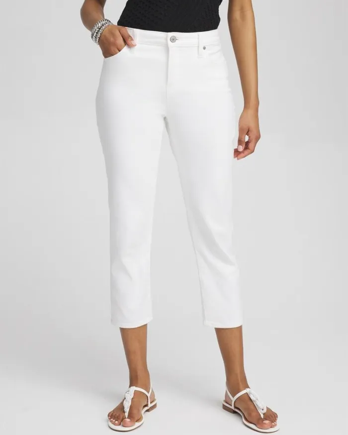 Chico039s Jeans and Denim No Stain Girlfriend Cropped Jeans Alabaster 8211 Clothing