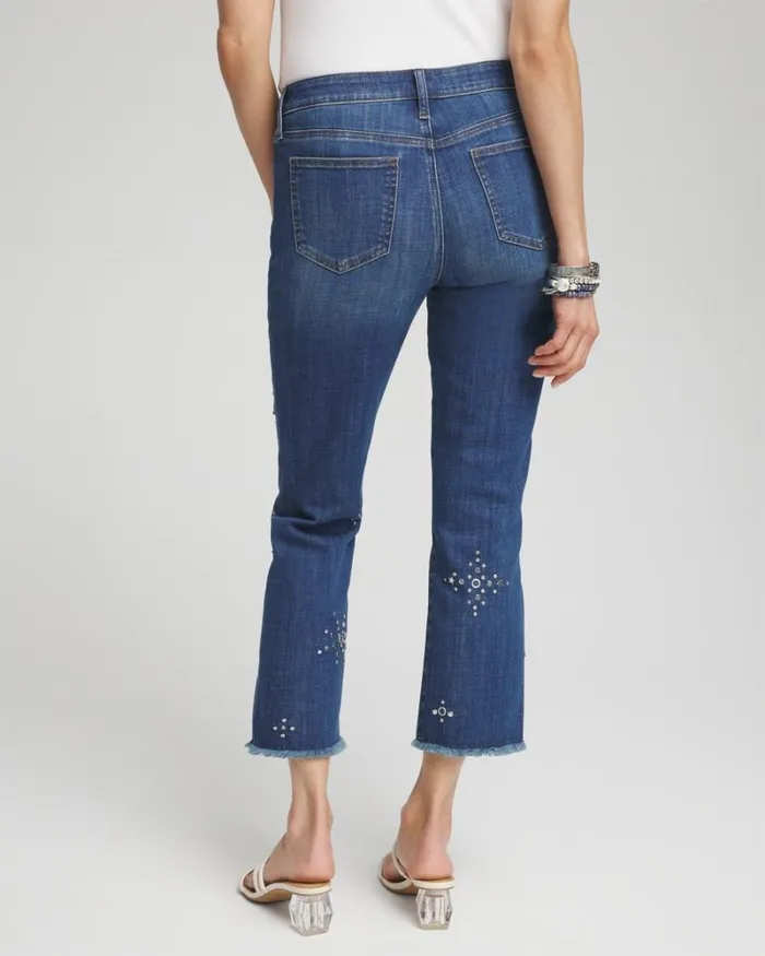 Chico039s Matching Sets Girlfriend Americana Fireworks Cropped Jeans Katina Indigo 8211 Clothing