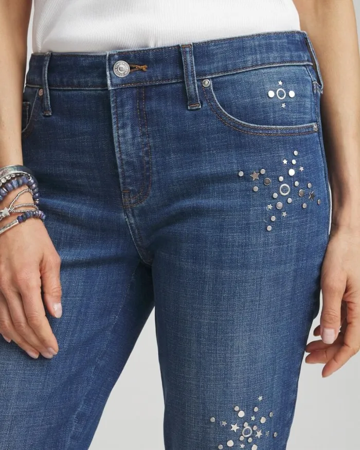 Chico039s Matching Sets Girlfriend Americana Fireworks Cropped Jeans Katina Indigo 8211 Clothing