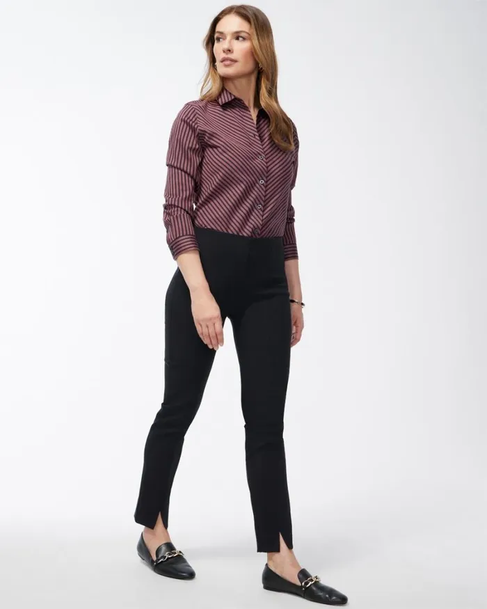 Chico039s Pants BiStretch Front Seam Slit Ankle Pants Black 8211 Clothing