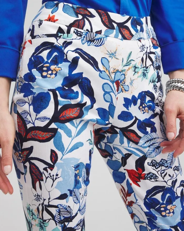 Chico039s Pants Brigitte Cool Floral Ankle Pants Alabasterclassic Navy 8211 Clothing