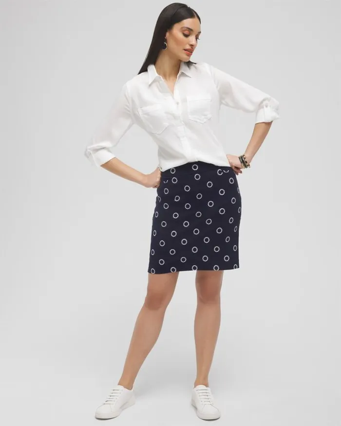 Chico039s Pants Brigitte Embroidered Skort Alabaster 8211 Clothing