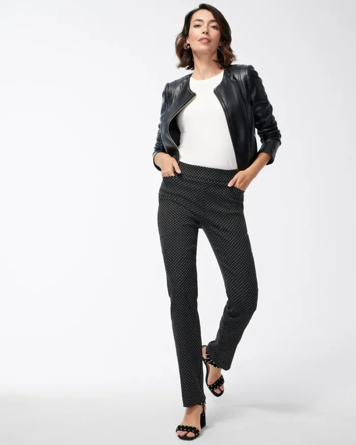 Chico039s Pants Brigitte Jacquard Stamp Pants Blackalabaster 8211 Clothing