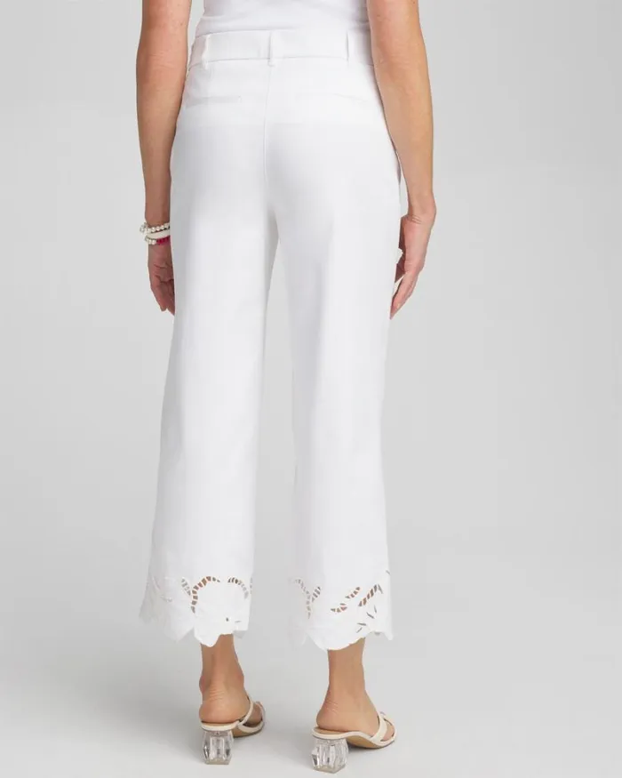 Chico039s Pants Cotton Sateen Cut Work Crops Alabaster 8211 Clothing
