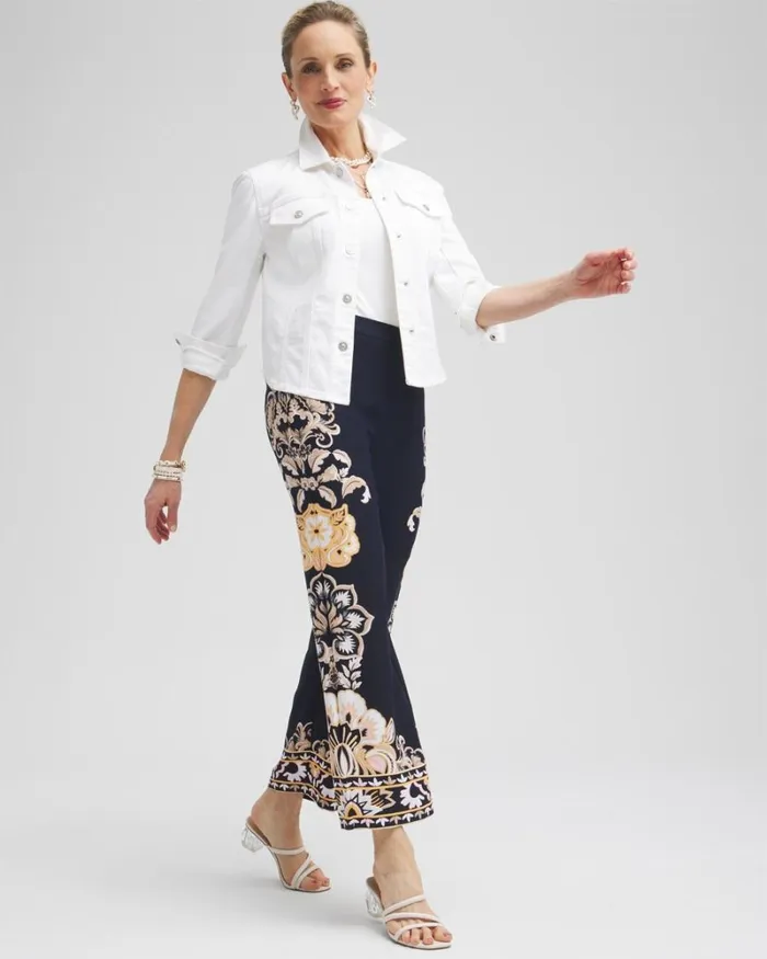 Chico039s Pants Floral Wide Leg Soft Pants Classic Navy 8211 Clothing