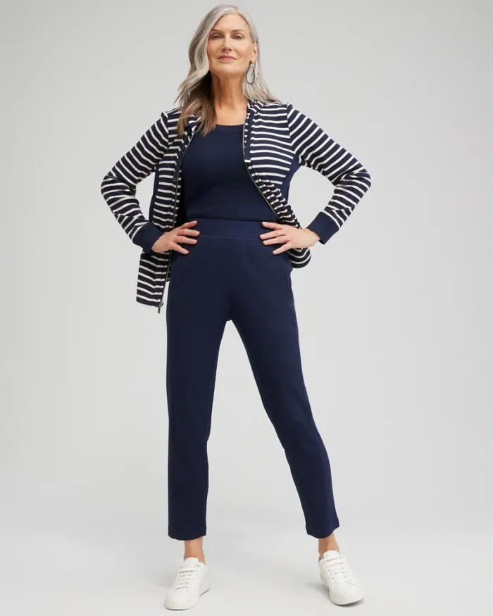 Chico039s Pants Zenergy Waffle Knit Pants Classic Navy 8211 Clothing
