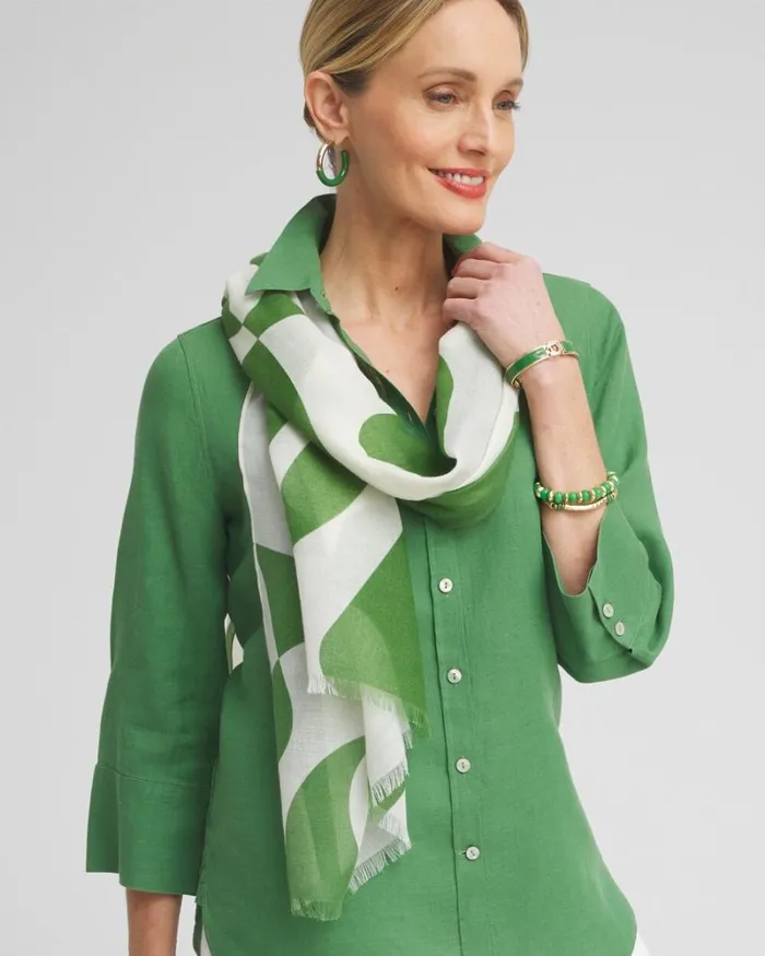 Chico039s Scarves Modern Print Oblong Scarf Green 8211 Shoes and Accessories Chico039s Scarves Modern Print Oblong Scarf Green 8211 Shoes and Accessories