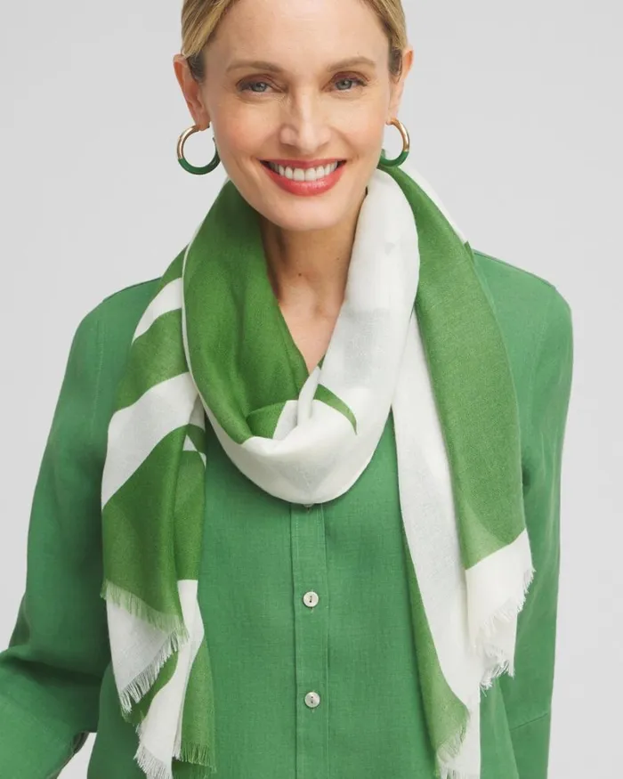 Chico039s Scarves Modern Print Oblong Scarf Green 8211 Shoes and Accessories Chico039s Scarves Modern Print Oblong Scarf Green 8211 Shoes and Accessories