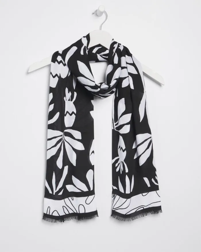 Chico039s Scarves Silk Blend Oblong Scarf Black 8211 Shoes and Accessories