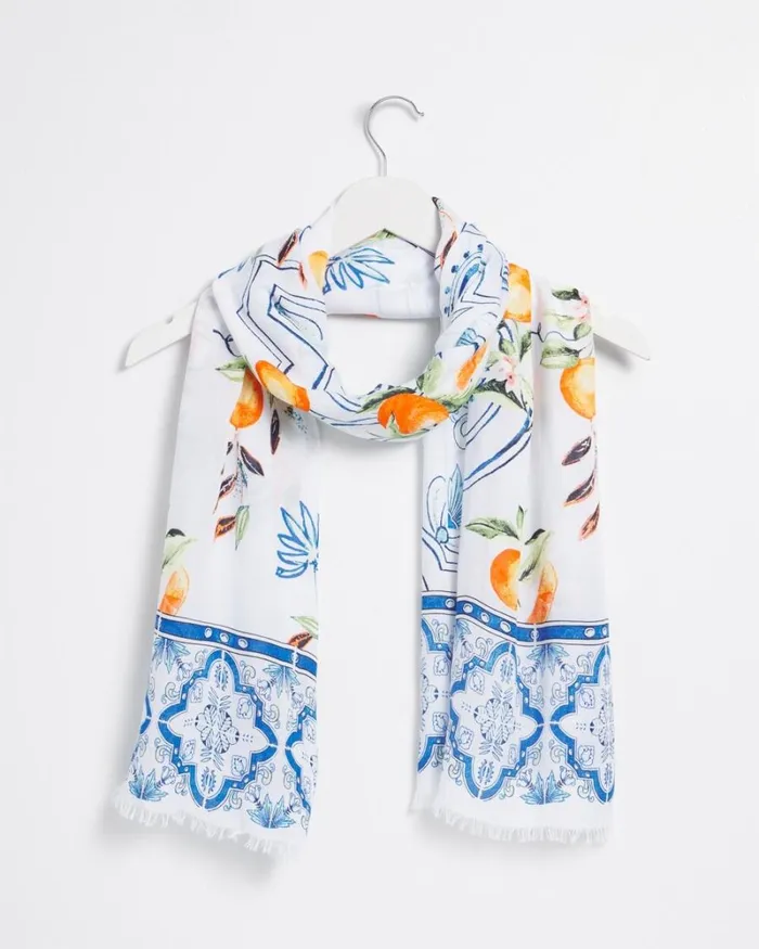 Chico039s Scarves Silk Blend Tropical Oblong Scarf Classic Navy 8211 Shoes and Accessories Chico039s Scarves Silk Blend Tropical Oblong Scarf Classic Navy 8211 Shoes and Accessories