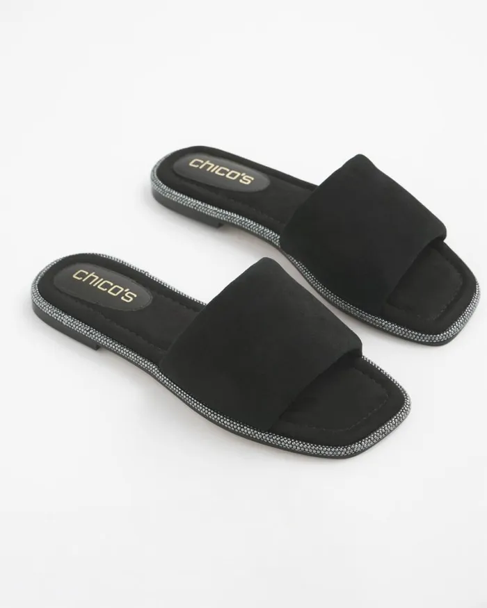 Chico039s Shoes Suede Slides Black 8211 Shoes and Accessories
