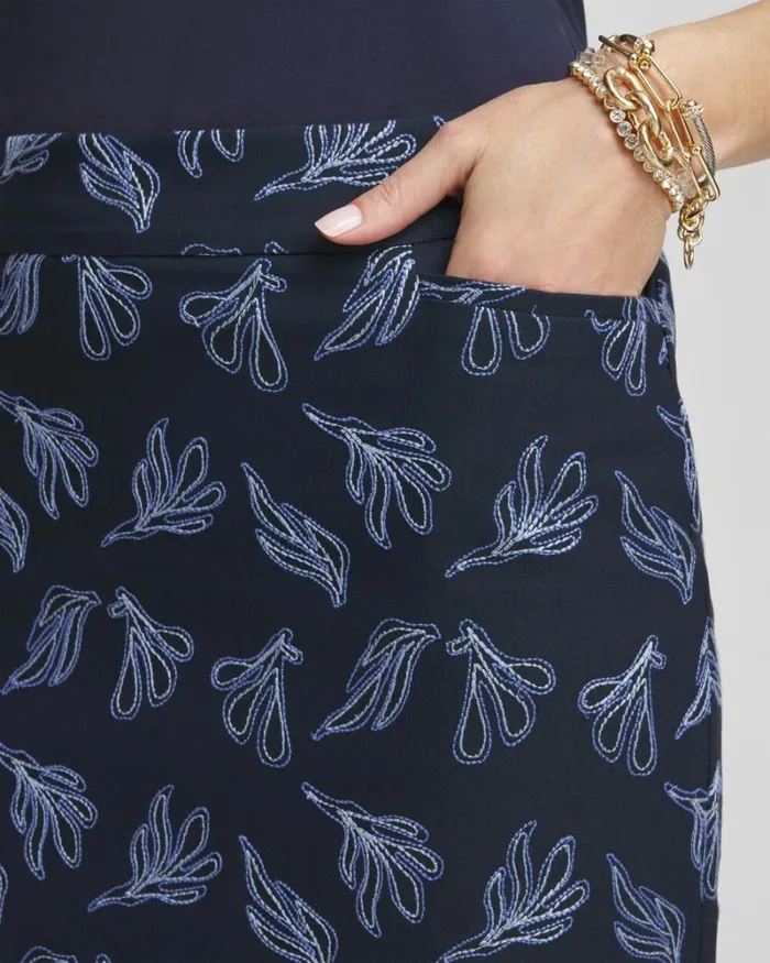 Chico039s Shorts Brigitte PullOn Embroidered Leaves Skort Navy 8211 Clothing Chico039s Shorts Brigitte PullOn Embroidered Leaves Skort Navy 8211 Clothing