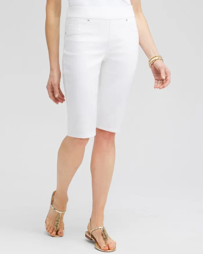 Chico039s Shorts NoStain PullOn Denim Shorts Alabaster 8211 Clothing