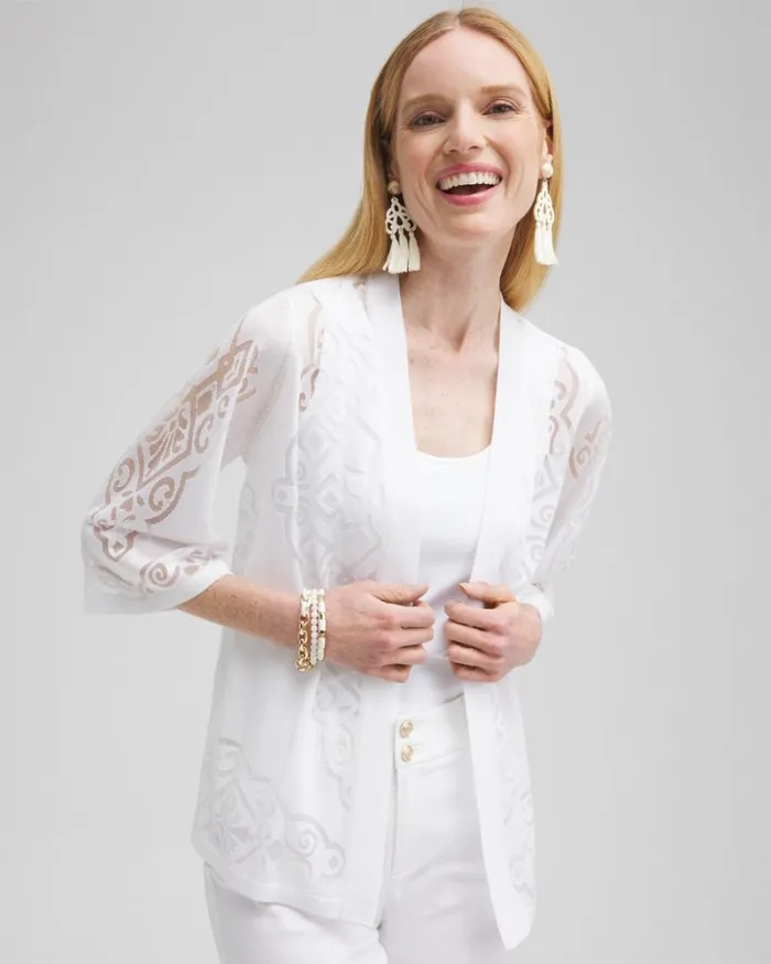 Chico039s Sweaters Burnout Cardigan Alabaster 8211 Clothing