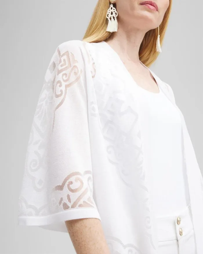 Chico039s Sweaters Burnout Cardigan Alabaster 8211 Clothing