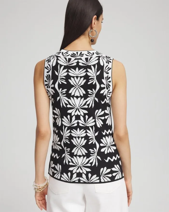 Chico039s Sweaters Jacquard Sleeveless Pullover Black 8211 Clothing