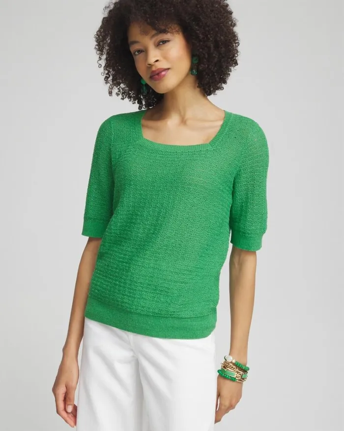 Chico039s Sweaters Linen Blend Square Neck Pullover Grassy Green 8211 Clothing Chico039s Sweaters Linen Blend Square Neck Pullover Grassy Green 8211 Clothing