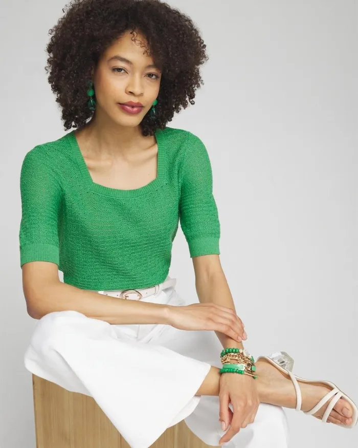 Chico039s Sweaters Linen Blend Square Neck Pullover Grassy Green 8211 Clothing Chico039s Sweaters Linen Blend Square Neck Pullover Grassy Green 8211 Clothing