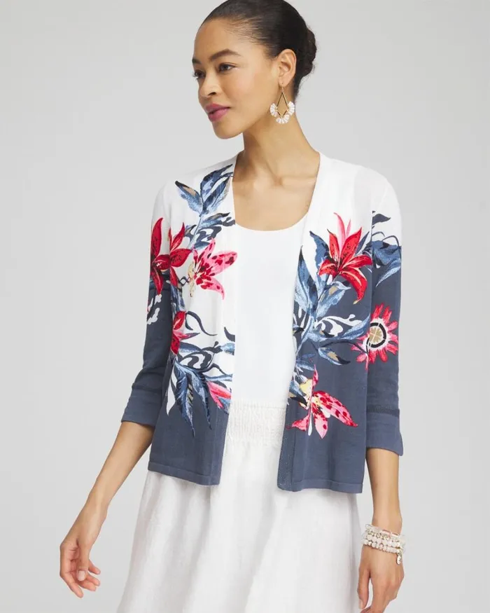 Chico039s Sweaters Summer Romance Floral Short Cardigan Soft Slate 8211 Clothing Chico039s Sweaters Summer Romance Floral Short Cardigan Soft Slate 8211 Clothing