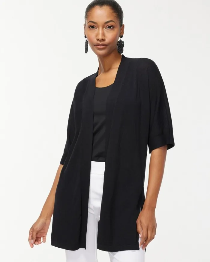 Chico039s Sweaters Summer Romance Midi Cardigan Black 8211 Clothing