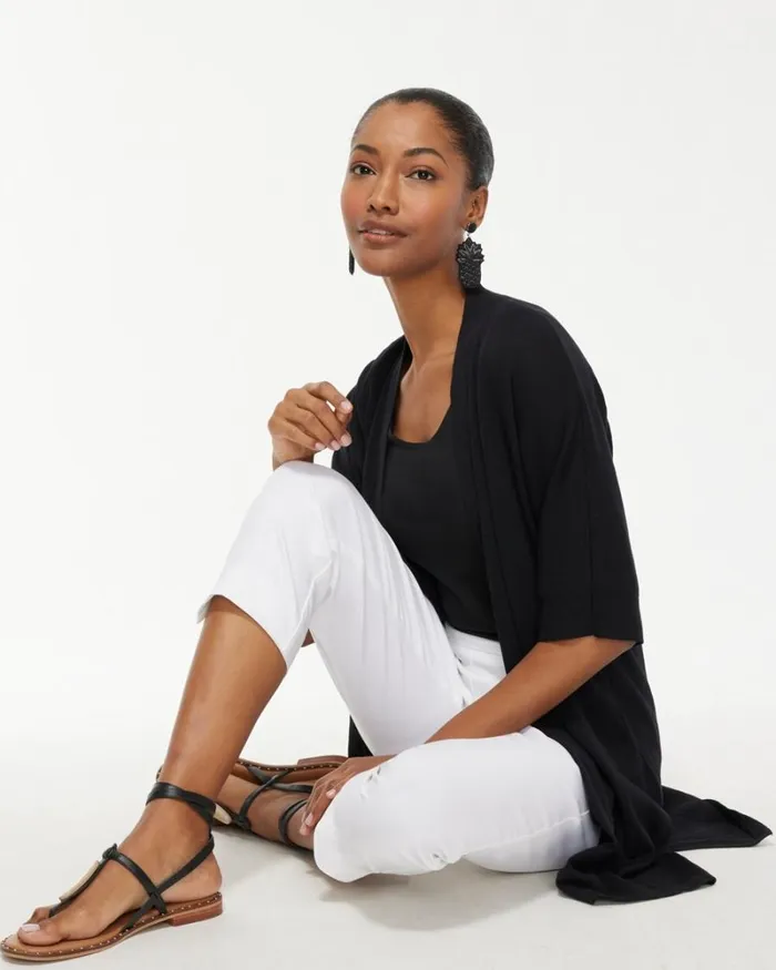 Chico039s Sweaters Summer Romance Midi Cardigan Black 8211 Clothing