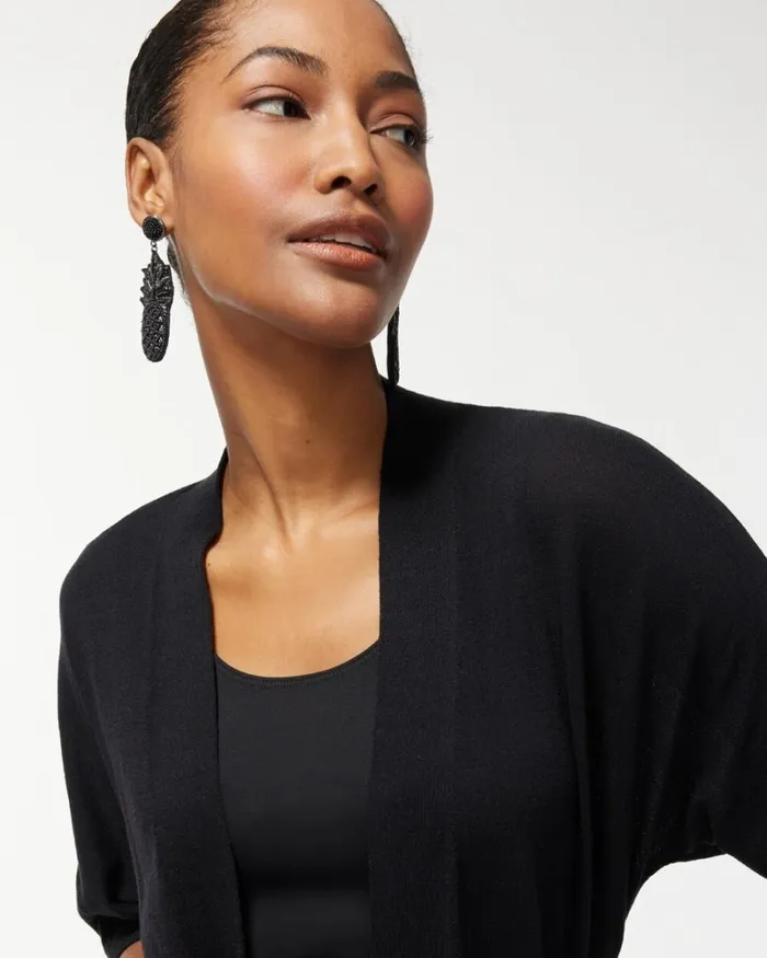 Chico039s Sweaters Summer Romance Midi Cardigan Black 8211 Clothing