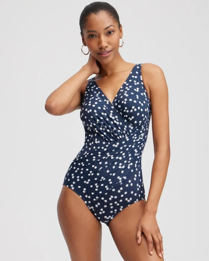Chico039s Swim Miraclesuit Luminare Oceanus One Piece Navy 8211 Clothing