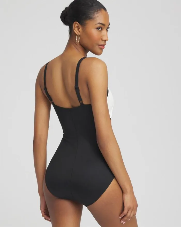 Chico039s Swim Miraclesuit Spectra Trifecta One Piece Blackwhitebrown 8211 Clothing