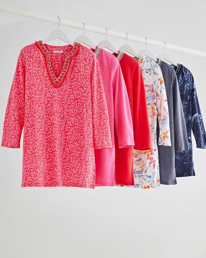 Chico039s Tees Linen Nautical Embellished Tunic Watermelon Punch 8211 Clothing