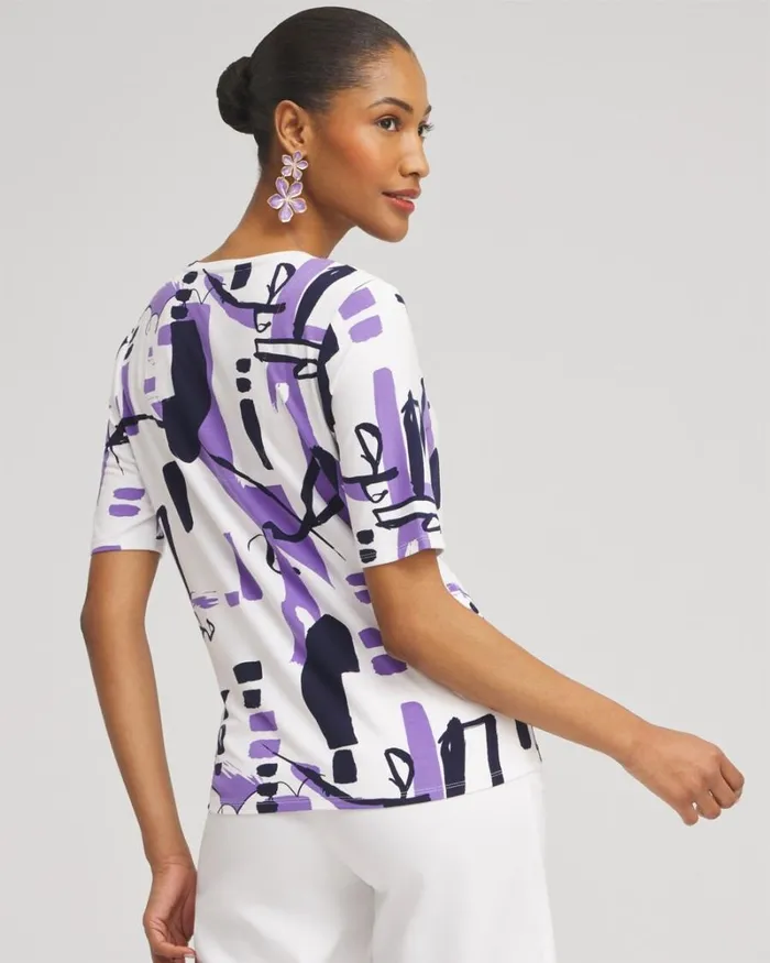 Chico039s Tops Abstract TieFront Top Parisian Purple 8211 Clothing