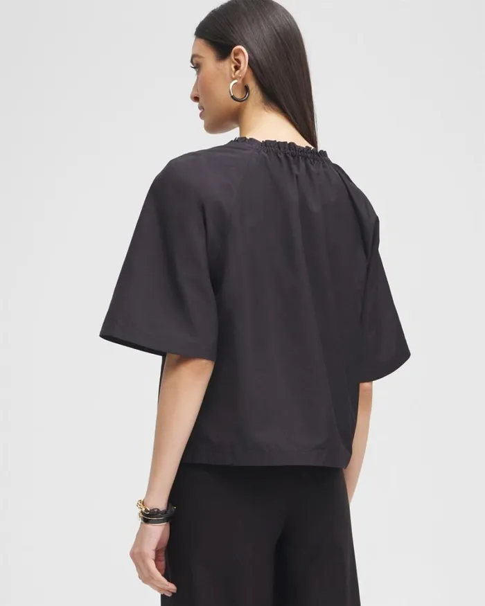 Chico039s Tops Black Label Smock Neck Blouse Black 8211 Clothing
