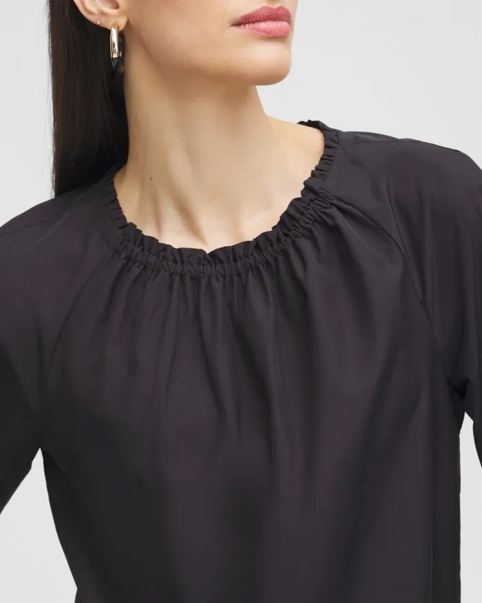 Chico039s Tops Black Label Smock Neck Blouse Black 8211 Clothing