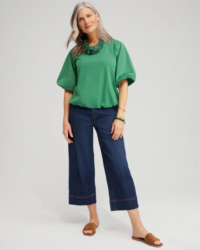 Chico039s Tops Bubble Hem Top Twisted Ivy 8211 Clothing