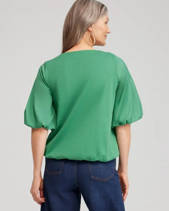 Chico039s Tops Bubble Hem Top Twisted Ivy 8211 Clothing