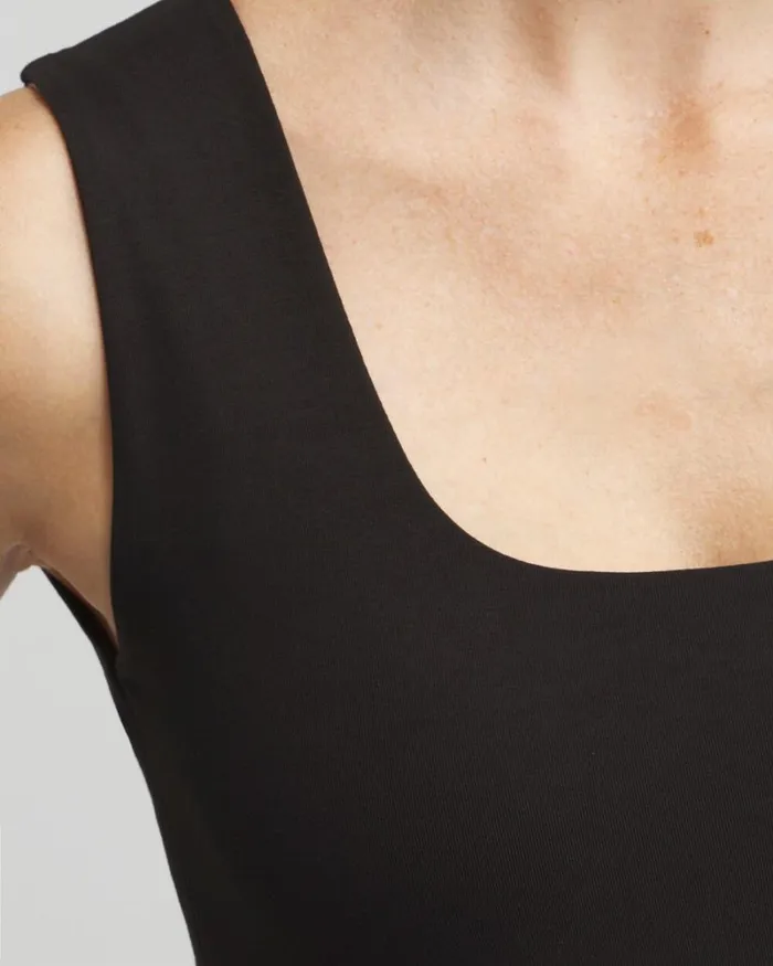 Chico039s Tops Contour Cotton Square Neck Tank Black 8211 Clothing