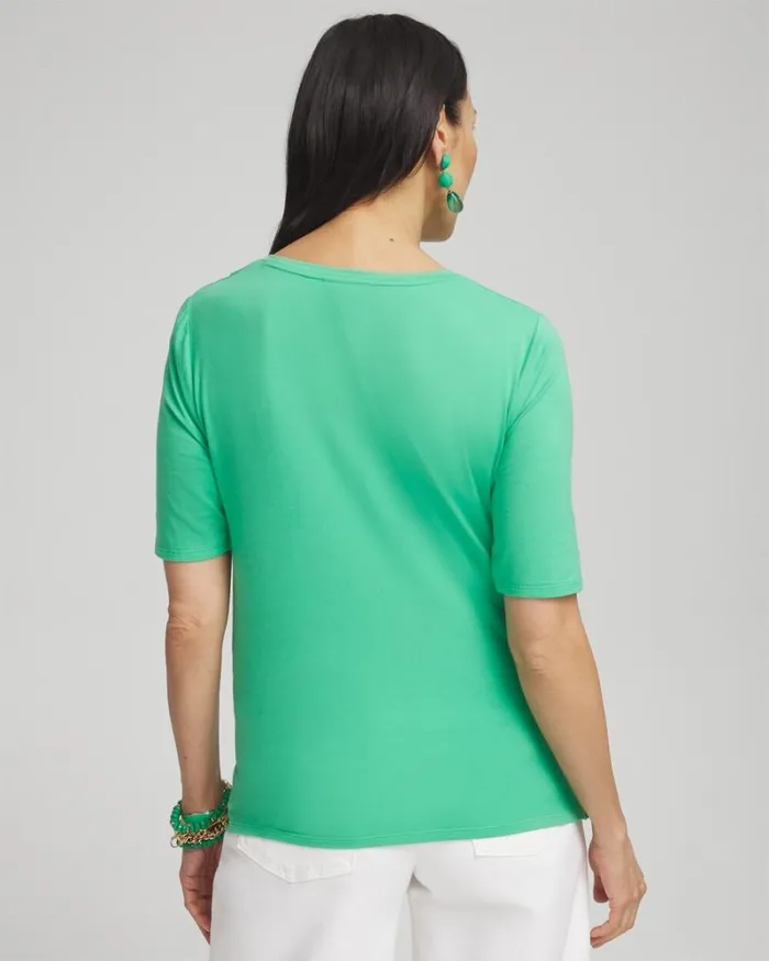 Chico039s Tops Draped Front Tee Grassy Green 8211 Clothing