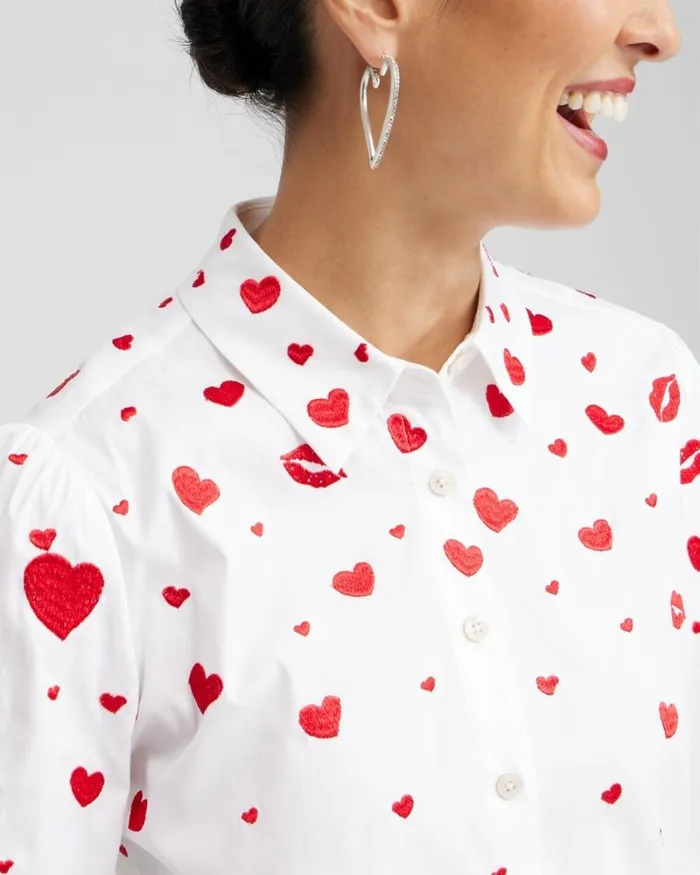 Chico039s Tops Embroidered Hearts Shirt Alabaster 8211 Clothing