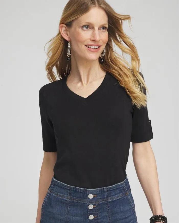 Chico039s Tops Everyday Vneck Tee Black 8211 Clothing