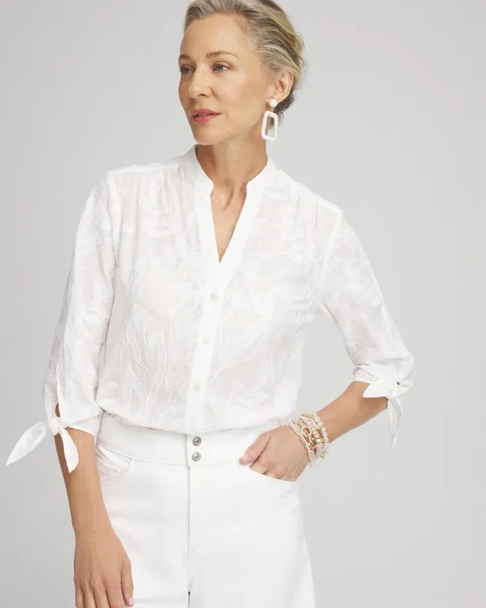 Chico039s Tops Floral Embroidered Shirt Alabaster 8211 Clothing