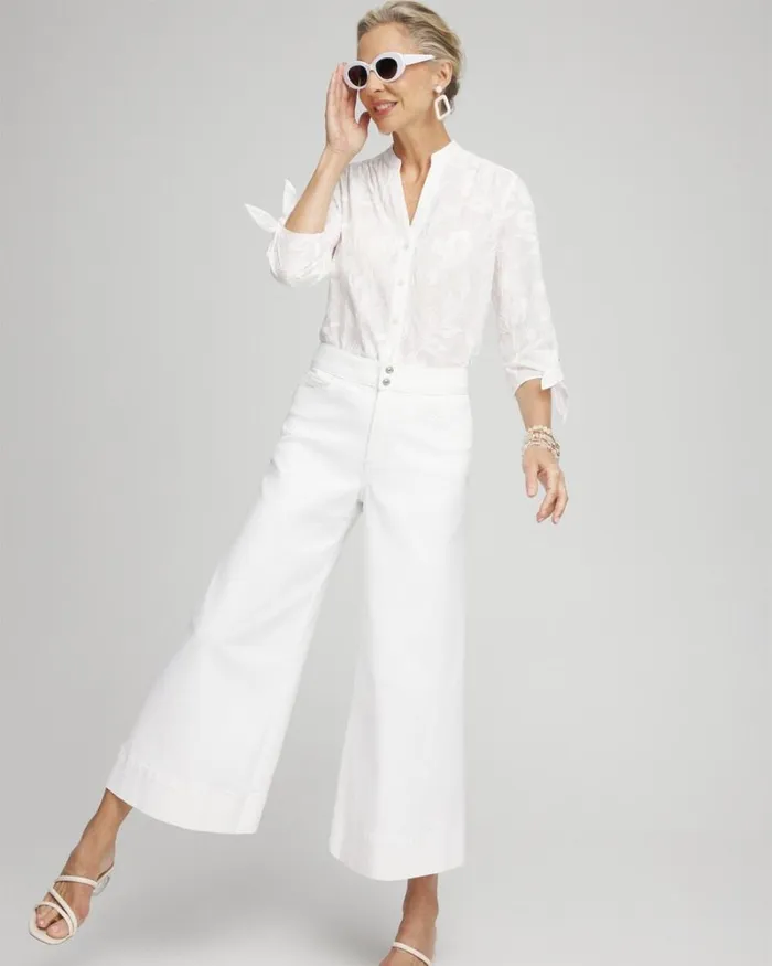 Chico039s Tops Floral Embroidered Shirt Alabaster 8211 Clothing