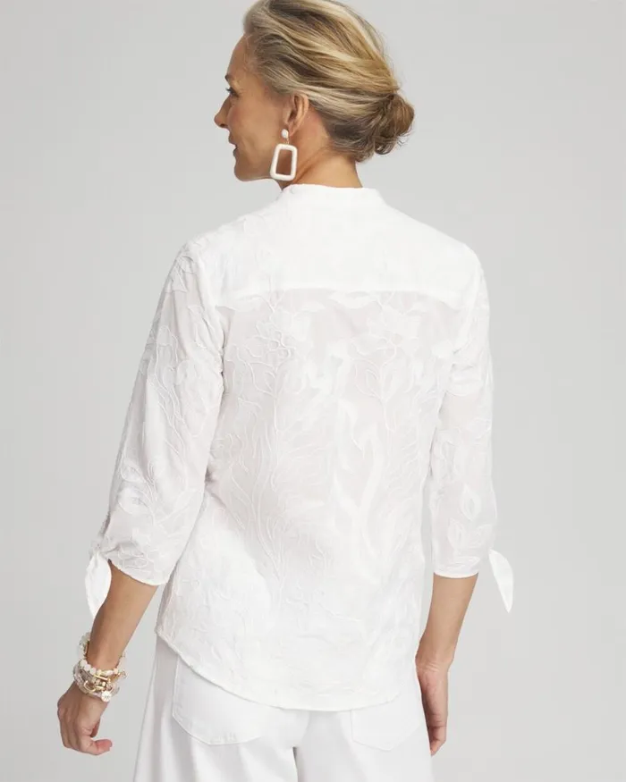 Chico039s Tops Floral Embroidered Shirt Alabaster 8211 Clothing