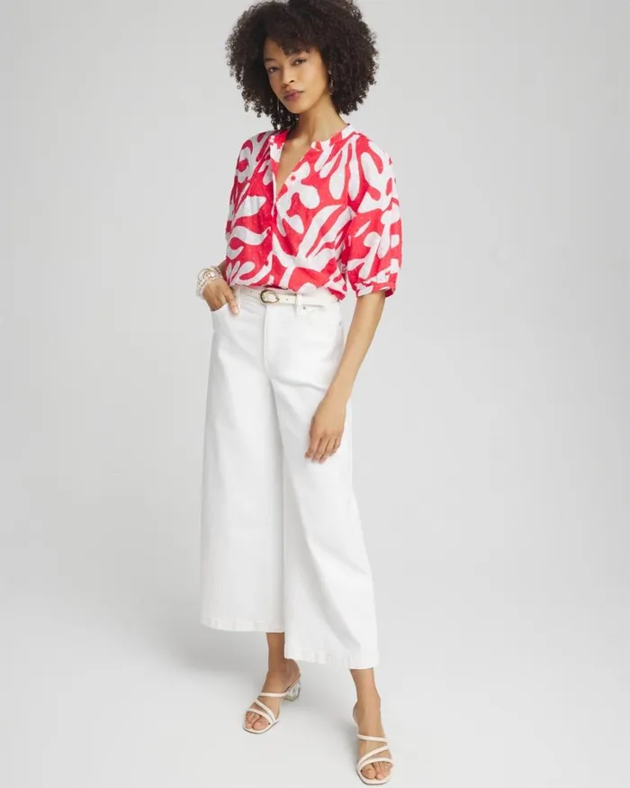 Chico039s Tops Island Reef Dolman Sleeve Shirt Watermelon Punch 8211 Clothing